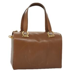 Salvatore Ferragamo Boston Bag Leather Beige Gold